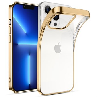 iPhone 13 Pro Max - Genomskinligt skal med guld metallisk kant