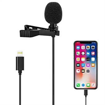 Professionell Lavalier Mikrofon för iPhone - Lightning-kontakt - 1,5 meter