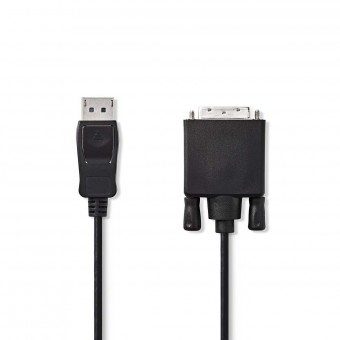 Displayport kabel | DisplayPort Hane | DVI-D 24 + 1-stift hane | 1080p | Nickelpläterad | 3,00 m | Runda | PVC | Svart | Plastpåse
