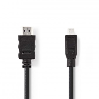 High Speed ​​​​HDMI ™-kabel med Ethernet | HDMI™-kontakt | HDMI™ mikrokontakt | 4K@30Hz | 10,2 Gbps | 2,00 m | Runda | PVC | Svart | Låda