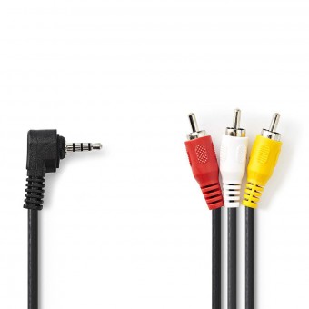 AV-kabel | 3,5 mm hankontakt | 3x RCA hane | Nickelpläterad | 2,00 m | Runda | PVC | Svart
