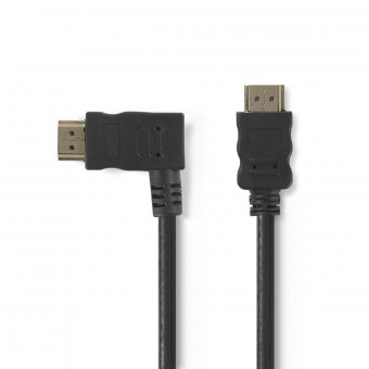 High Speed ​​​​HDMI ™-kabel med Ethernet | HDMI ™-kontakt med vänster krok | HDMI™-kontakt | 4K@30Hz | 10,2 Gbps | 1,50 m | Runda | PVC | Svart | Plastpåse