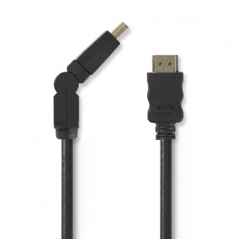 High Speed ​​​​HDMI ™-kabel med Ethernet | Vridbar HDMI ™-kontakt | HDMI™-kontakt | 4K@30Hz | 10,2 Gbps | 1,50 m | Runda | PVC | Svart | Plastpåse