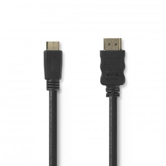 High Speed ​​​​HDMI ™-kabel med Ethernet | HDMI™-kontakt | HDMI™-minikontakt | 4K@30Hz | 10,2 Gbps | 1,50 m | Runda | PVC | Svart | Plastpåse