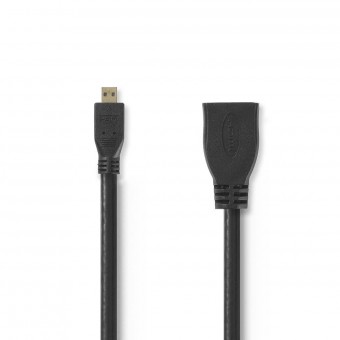 High Speed ​​​​HDMI ™-kabel med Ethernet | HDMI™ mikrokontakt | HDMI™-utgång | 4K@30Hz | 10,2 Gbps | 0,20 m | Runda | PVC | Svart | Plastpåse