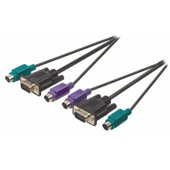 VGA-kabel VGA hane + 2x PS2 hane - VGA hane + 2x PS / 2 hane 2,00 m svart
