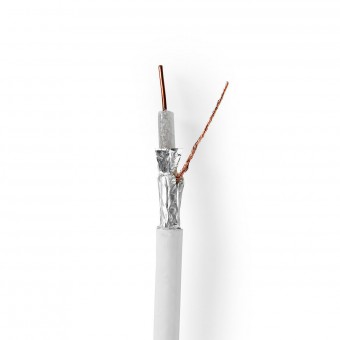 Koaxialkabel på rulle | 4G / LTE säker | 75 Ohm | Trippelskärmad | ECA | 50,0 m | Coax | PVC | Vit | Presentlåda
