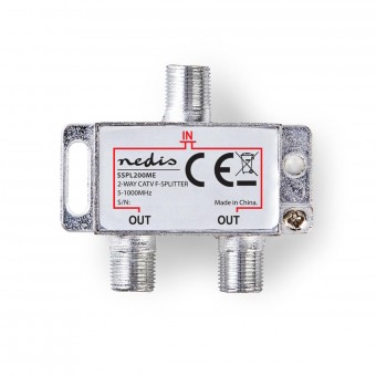 CATV Splitter | 5 - 1000 MHz | Förlust av insättning: 4,2 dB | Antal utgångar: 2 | 75 Ohm | Zink