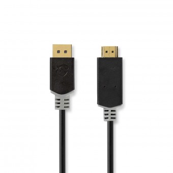 Displayport kabel | DisplayPort Han | HDMI™-kontakt | 4K @ 30Hz | Guldpläterad | 1,00 m | Runda | PVC | Antracit | Låda