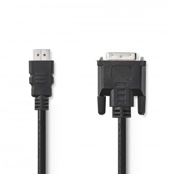 HDMI™-kabel | HDMI™-kontakt | DVI-D 24 + 1-stift hane | 1080p | Nickelpläterad | 2,00 m | Bara | PVC | Svart | Låda