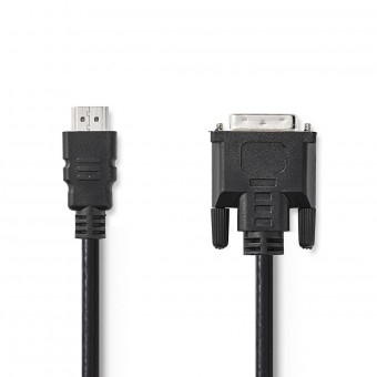 HDMI™-kabel | HDMI™-kontakt | DVI-D 24 + 1-stift hane | 1080p | Nickelpläterad | 2,00 m | Bara | PVC | Svart | Känna