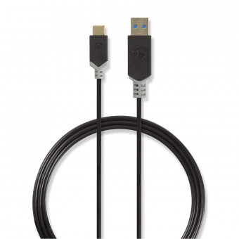 USB-kabel | USB 3.2 Gen 1 | USB-A hane | USB-C™ hane | 5 Gbps | Guldpläterad | 1,00 m | Runda | PVC | Antracit | Plastpåse