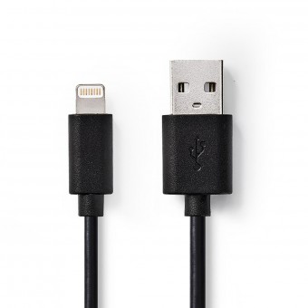 Blixtkabel | USB 2.0 | Apple Lightning 8-stift | USB-A hane | 480 Mbps | Nickelpläterad | 1,00 m | Runda | PVC | Svart | Låda