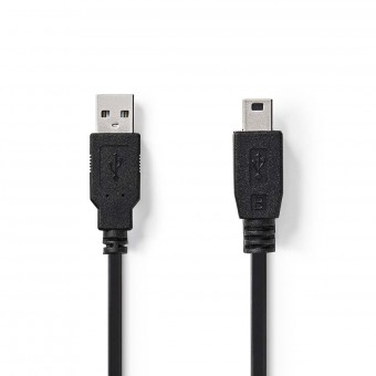 USB-kabel | USB 2.0 | USB-A hane | USB Mini-B 5-stift hane | 480 Mbps | Nickelpläterad | 2,00 m | Runda | PVC | Svart | Låda