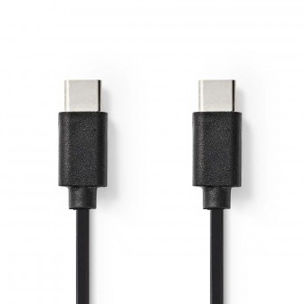 USB-kabel | USB Type-C™ hane | USB-C ™ he | Nickelpläterad | 1,00 m | Runda | PVC | Svart | Blåsor