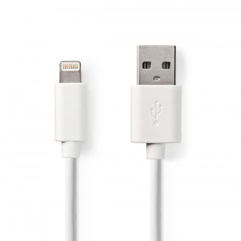 Blixtkabel | USB 2.0 | Apple Lightning 8-stift | USB-A hane | 480 Mbps | Nickelpläterad | 3,00 m | Runda | PVC | Vit | Plastpåse