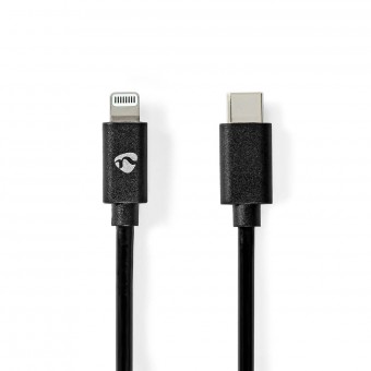 Blixtkabel | USB 2.0 | Apple Lightning 8-stift | USB-C™ hane | 480 Mbps | Nickelpläterad | 1,00 m | Runda | PVC | Svart | Kuvert