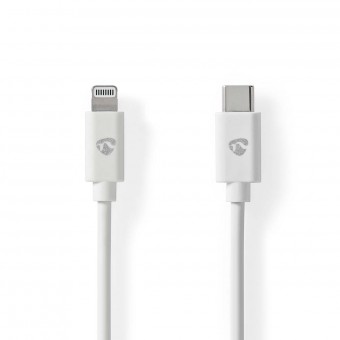 Blixtkabel | USB 2.0 | Apple Lightning 8-stift | USB-C™ hane | 480 Mbps | Nickelpläterad | 1,00 m | Runda | PVC | Vit | Kuvert