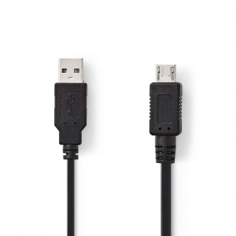 USB-kabel | USB 2.0 | USB-A hane | USB Micro-A | 480 Mbps | Nickelpläterad | 2,00 m | Runda | PVC | Svart | Plastpåse