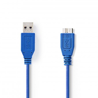 USB-kabel | USB 3.2 Gen 1 | USB-A hane | USB Micro-B hane | 5 Gbps | Nickelpläterad | 0,50 m | Runda | PVC | Blå | Plastpåse