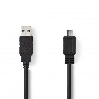 USB-kabel | USB 2.0 | USB-A hane | USB Micro-B hane | 480 Mbps | Nickelpläterad | 1,00 m | Runda | PVC | Svart | Låda