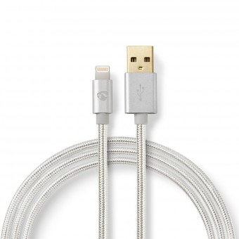 Blixtkabel | USB 2.0 | Apple Lightning 8-stift | USB-A hane | 480 Mbps | Guldpläterad | 1,00 m | Runda | Flätad / Nylon | Aluminium | Täckfönsterlåda