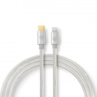 USB-kabel | USB 2.0 | Apple Lightning 8-stift | USB-C™ hane | 480 Mbps | Guldpläterad | 2,00 m | Runda | Flätad / Nylon | Aluminium | Täckfönsterlåda