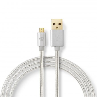 USB-kabel | USB 2.0 | USB-A hane | USB Micro-B hane | 480 Mbps | Guldpläterad | 3,00 m | Runda | Flätad / Nylon | Aluminium | Täckfönsterlåda