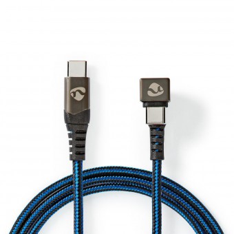 USB-kabel | USB 2.0 | USB-C™ Hane | USB-C™ Hane | 480 Mbps | Guldplaterad | 1.00 m | Rund | Flätad / Nylon | Blå / Svart | Kartong med täckt fönster