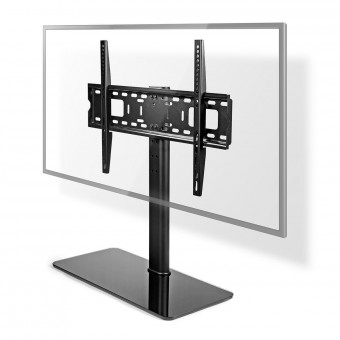Fast TV- Stand | 32-65" | Maximal vikt: 45 kg | Justerbara förinställda höjder | Härdat glas / stål | Svart