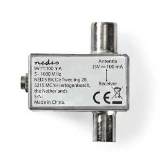 Antennförstärkare CATV | 5-1000 MHz | Förlust av insättning: -2 dB | 75 Ohm | Zink | Silver