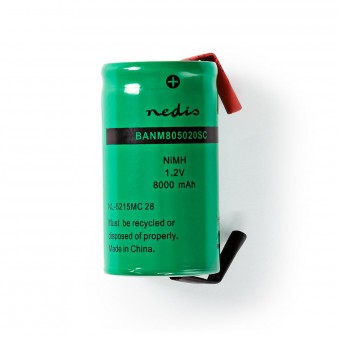 Uppladdningsbart Ni-MH-batteripaket | 1,2 V| Debiterbar | 8000 mAh | Förladdad | 1-Polybag | N/A | Lödkolv | Grön