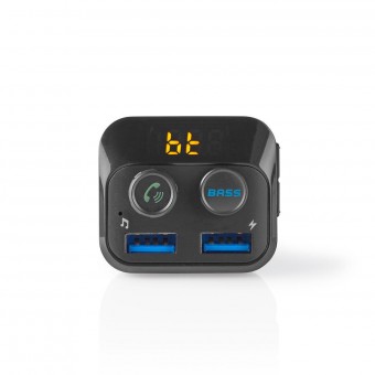 Bilstereo FM-sändare | Fast | Handsfreesamtal | 1,0" | LED-skärm | Bluetooth® | 5,0 V DC / 1,0 A / 5,0 V DC / 2,4 A | Bass Boost | Svart