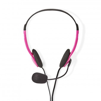 PC-headset | On-Ear | Stereo | 2x 3,5 mm | Vikbar mikrofon | 2,00 m | Rosa