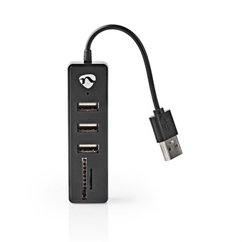 USB-hubb 3-portar | USB 2.0 | USB-driven | SD & MicroSD / 3x USB