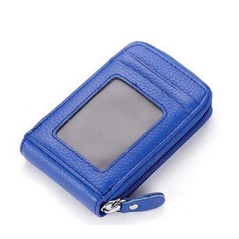 IWallet läder kreditkortshållare med synlig framficka - blå