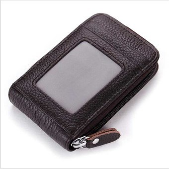 IWallet läder kreditkortshållare med synlig framficka - brun