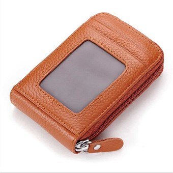 IWallet läder kreditkortshållare med synlig framficka - Orange