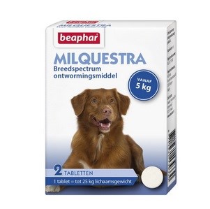 Beaphar Milquestra Avmaskning - Avmaskningstabletter för Hundar från 5-25 kg - 2 Tabletter