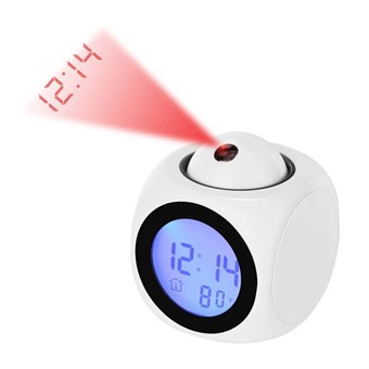  Projektorklocka med LED-skärm - Termometer - Snooze-funktion - Vit