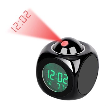 Projektorklocka med LED-skärm - Termometer - Snooze-funktion - Svart