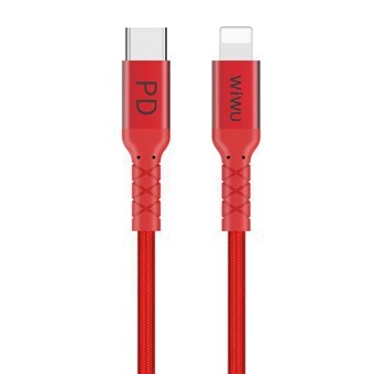 WIWU WP101 2,4 A USB-C / Type-C till 8-stifts Dataladdningskabel - 1 m - Röd