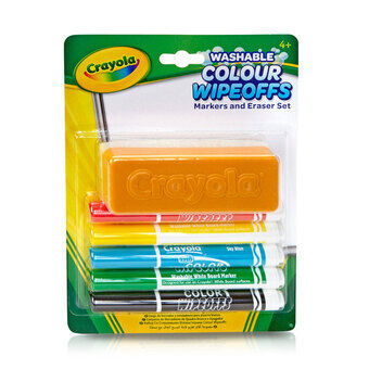 Crayola dry wipeoff markörer med suddgummi, 5 st.