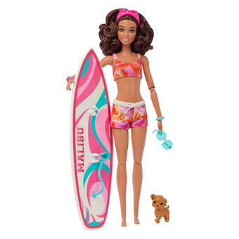 Barbie med surfbräda docka