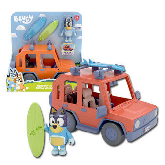Blå leksaksbil med tillbehör