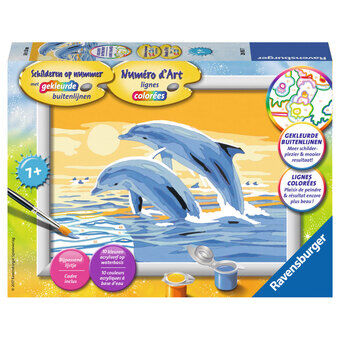 Måla efter nummer - Hoppande delfiner