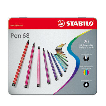 Stabilo penna 68 i metalllåda, 20kl.