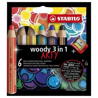 Stabilo woody arty färgpennor - 6 färger + tips
