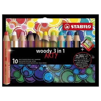 STABILO Woody ARTY Färgpennor - 10 färger + Spetsar