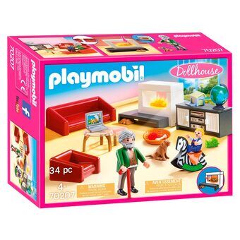 Playmobil Dockhus Vardagsrum med Öppen Spis - 70207